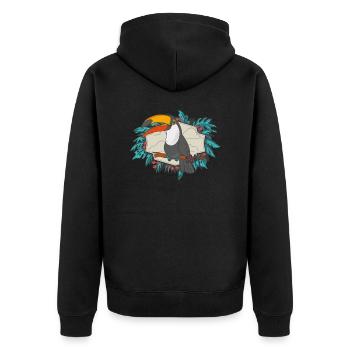 Tukan Tropischer Paradies Vogel Exotische Tiere - Unisex Premium Bio Zip Hoodie - Schwarz - Hinten - Nico (187cm)