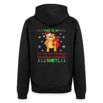 This Is My It's Too Hot For Ugly Christmas Sweater - Unisex Premium Organic Zip Hoodie - black - Back - Nico (187cm)