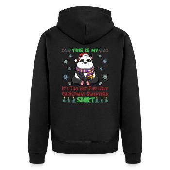 This Is My It's Too Hot For Ugly Christmas Sweater - Unisex Premium Organic Zip Hoodie - black - Back - Nico (187cm)