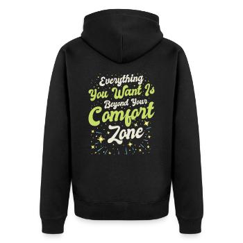 Meaningful Knowledge Motivator Comfort Zone - Unisex Premium Organic Zip Hoodie - black - Back - Nico (187cm)
