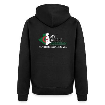 Nothing Scares Me Algerian Wife Algeria - Unisex Premium Organic Zip Hoodie - black - Back - Nico (187cm)