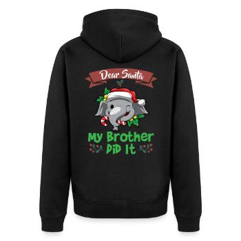Cher Père Noël Mon frère l’a fait Frères et sœurs Noël - Veste à capuche bio Premium Unisexe - noir - Dos - Nico (187cm)