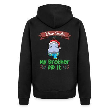 Cher Père Noël Mon frère l’a fait Frères et sœurs Noël - Veste à capuche bio Premium Unisexe - noir - Dos - Nico (187cm)