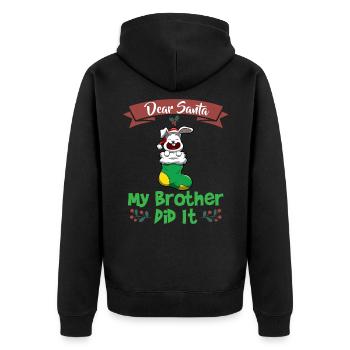 Cher Père Noël Mon frère l’a fait Frères et sœurs Noël - Veste à capuche bio Premium Unisexe - noir - Dos - Nico (187cm)