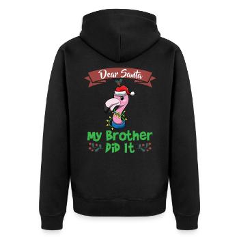 Cher Père Noël Mon frère l’a fait Frères et sœurs Noël - Veste à capuche bio Premium Unisexe - noir - Dos - Nico (187cm)