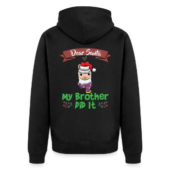 Cher Père Noël Mon frère l’a fait Frères et sœurs Noël - Veste à capuche bio Premium Unisexe - noir - Dos - Nico (187cm)