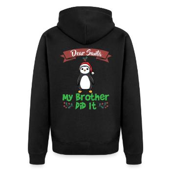 Cher Père Noël Mon frère l’a fait Frères et sœurs Noël - Veste à capuche bio Premium Unisexe - noir - Dos - Nico (187cm)