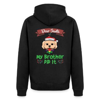 Cher Père Noël Mon frère l’a fait Frères et sœurs Noël - Veste à capuche bio Premium Unisexe - noir - Dos - Nico (187cm)