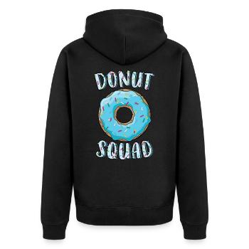 Donut Squad Passender Donut Party Blauer Donut - Unisex Premium Bio Zip Hoodie - Schwarz - Hinten - Nico (187cm)