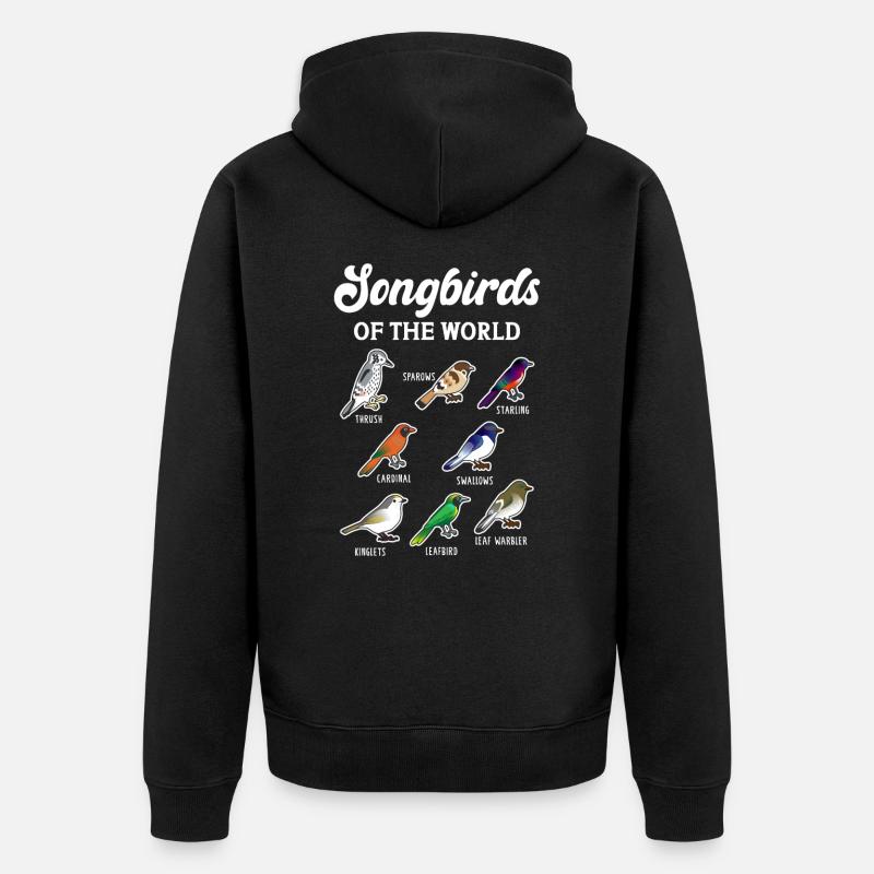 Oiseaux chanteurs du monde - Veste à capuche bio Premium Unisexe - noir