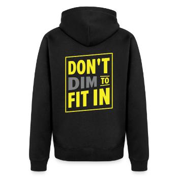 Inspirierender Positivdenker - Unisex Premium Bio Zip Hoodie - Schwarz - Hinten - Nico (187cm)
