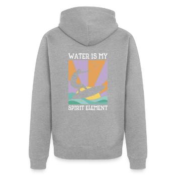 Water Wave Spirit Element Ocean Surfer - Unisex Premium Organic Zip Hoodie - heather grey - Back - Nico (187cm)