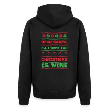 Lieber Weihnachtsmann Weihnachten Wein Urlaub - Unisex Premium Bio Zip Hoodie - Schwarz - Hinten - Nico (187cm)
