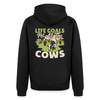 Vache Vaches Muh Pis Vache laitière Ferme Vache Crâne de vache Éleveur - Veste à capuche bio Premium Unisexe - noir - Dos - Nico (187cm)