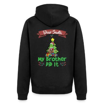 Cher Père Noël Mon frère l’a fait Frères et sœurs Noël - Veste à capuche bio Premium Unisexe - noir - Dos - Nico (187cm)