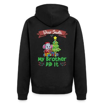 Cher Père Noël Mon frère l’a fait Frères et sœurs Noël - Veste à capuche bio Premium Unisexe - noir - Dos - Nico (187cm)