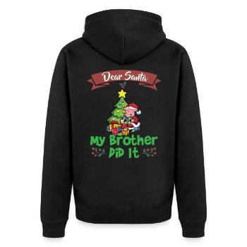 Cher Père Noël Mon frère l’a fait Frères et sœurs Noël - Veste à capuche bio Premium Unisexe - noir - Dos - Nico (187cm)