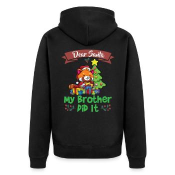 Cher Père Noël Mon frère l’a fait Frères et sœurs Noël - Veste à capuche bio Premium Unisexe - noir - Dos - Nico (187cm)