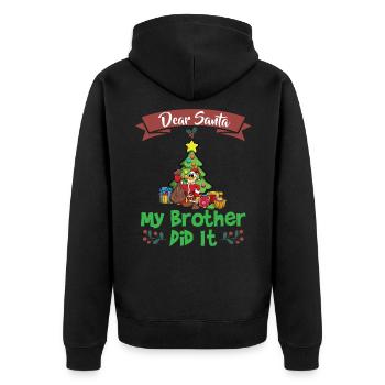 Cher Père Noël Mon frère l’a fait Frères et sœurs Noël - Veste à capuche bio Premium Unisexe - noir - Dos - Nico (187cm)