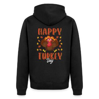 Happy Turkey Day Cute Funny Thanksgiving Turkey - Veste à capuche bio Premium Unisexe - noir - Dos - Nico (187cm)