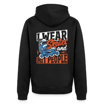 Rollschuhfahren Rollschuhe Skater Inliner Skate Ro - Unisex Premium Bio Zip Hoodie - Schwarz - Hinten - Nico (187cm)