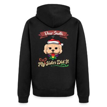 Cher Père Noël Ma sœur l’a fait frères et sœurs Noël - Veste à capuche bio Premium Unisexe - noir - Dos - Nico (187cm)
