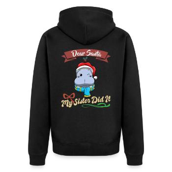 Cher Père Noël Ma sœur l’a fait frères et sœurs Noël - Veste à capuche bio Premium Unisexe - noir - Dos - Nico (187cm)