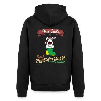 Cher Père Noël Ma sœur l’a fait frères et sœurs Noël - Veste à capuche bio Premium Unisexe - noir - Dos - Nico (187cm)