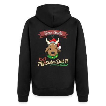 Cher Père Noël Ma sœur l’a fait frères et sœurs Noël - Veste à capuche bio Premium Unisexe - noir - Dos - Nico (187cm)