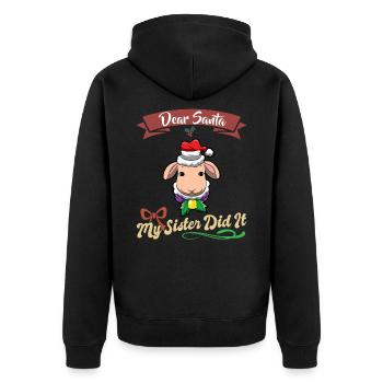 Cher Père Noël Ma sœur l’a fait frères et sœurs Noël - Veste à capuche bio Premium Unisexe - noir - Dos - Nico (187cm)