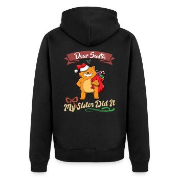Cher Père Noël Ma sœur l’a fait frères et sœurs Noël - Veste à capuche bio Premium Unisexe - noir - Dos - Nico (187cm)
