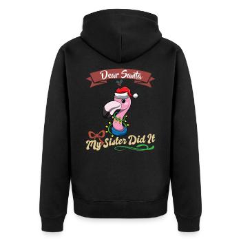 Cher Père Noël Ma sœur l’a fait frères et sœurs Noël - Veste à capuche bio Premium Unisexe - noir - Dos - Nico (187cm)