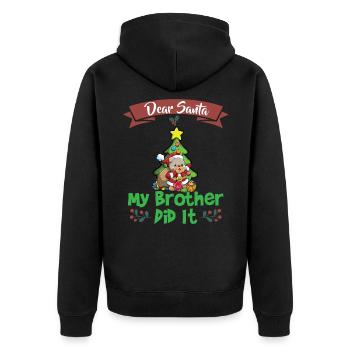 Cher Père Noël Mon frère l’a fait Frères et sœurs Noël - Veste à capuche bio Premium Unisexe - noir - Dos - Nico (187cm)