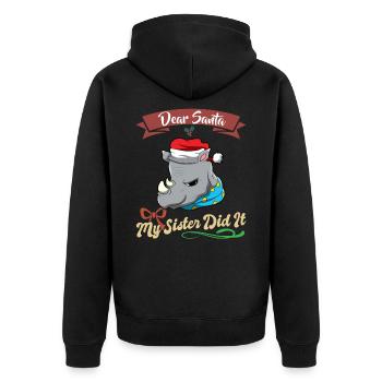 Cher Père Noël Ma sœur l’a fait frères et sœurs Noël - Veste à capuche bio Premium Unisexe - noir - Dos - Nico (187cm)