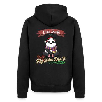 Cher Père Noël Ma sœur l’a fait frères et sœurs Noël - Veste à capuche bio Premium Unisexe - noir - Dos - Nico (187cm)