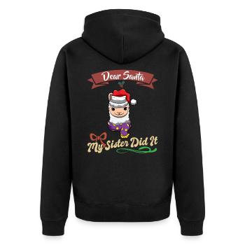Cher Père Noël Ma sœur l’a fait frères et sœurs Noël - Veste à capuche bio Premium Unisexe - noir - Dos - Nico (187cm)