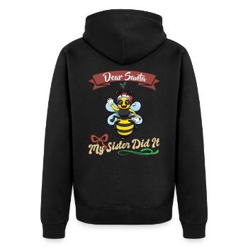 Cher Père Noël Ma sœur l’a fait frères et sœurs Noël - Veste à capuche bio Premium Unisexe - noir - Dos - Nico (187cm)