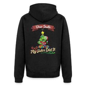 Cher Père Noël Ma sœur l’a fait frères et sœurs Noël - Veste à capuche bio Premium Unisexe - noir - Dos - Nico (187cm)