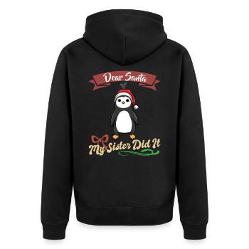 Cher Père Noël Ma sœur l’a fait frères et sœurs Noël - Veste à capuche bio Premium Unisexe - noir - Dos - Nico (187cm)
