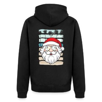 Weihnachten Im Juli Weihnachtsmann Sonnenbrille Palme - Unisex Premium Bio Zip Hoodie - Schwarz - Hinten - Nico (187cm)