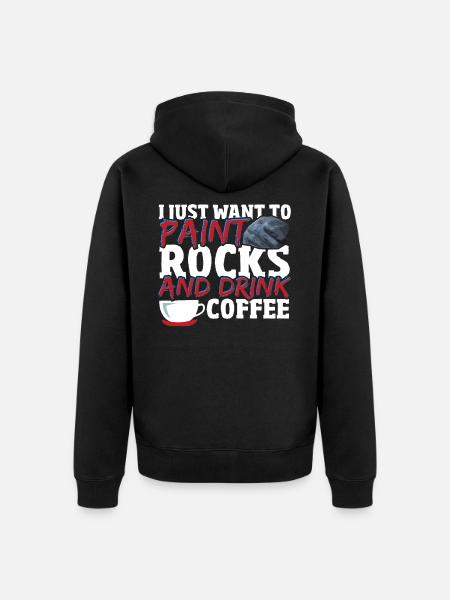 Steine Bemalen Steine Stein Happy Stones Steine Au - Unisex Premium Bio Zip Hoodie - Schwarz