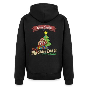 Cher Père Noël Ma soeur l'a fait Frères et sœurs Noël - Veste à capuche bio Premium Unisexe - noir - Dos - Nico (187cm)