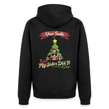 Cher Père Noël Ma soeur l'a fait Frères et sœurs Noël - Veste à capuche bio Premium Unisexe - noir - Dos - Nico (187cm)