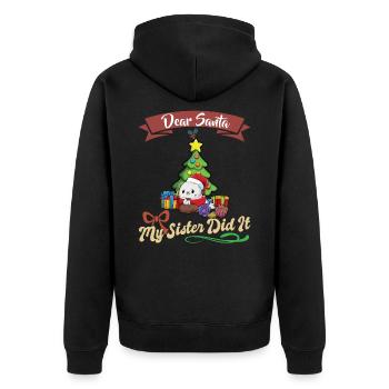 Cher Père Noël Ma soeur l'a fait Frères et sœurs Noël - Veste à capuche bio Premium Unisexe - noir - Dos - Nico (187cm)