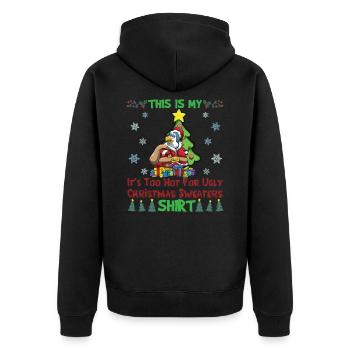 C'est mon pull de Noël il fait trop chaud pour moche - Veste à capuche bio Premium Unisexe - noir - Dos - Nico (187cm)