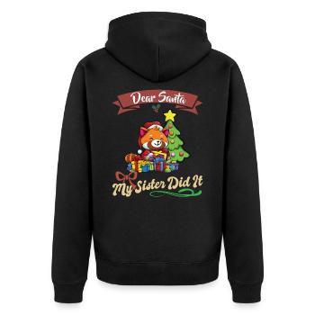 Cher Père Noël Ma soeur l'a fait Frères et sœurs Noël - Veste à capuche bio Premium Unisexe - noir - Dos - Nico (187cm)