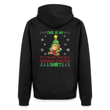 C'est mon pull de Noël il fait trop chaud pour moche - Veste à capuche bio Premium Unisexe - noir - Dos - Nico (187cm)