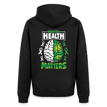 Mental Health Matters Spread Awareness Brain - Unisex Premium Organic Zip Hoodie - black - Back - Nico (187cm)