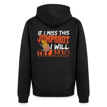 Basketballer Basketball Basketball Spieler Slamdun - Unisex Premium Bio Zip Hoodie - Schwarz - Hinten - Nico (187cm)