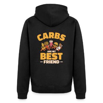Kohlenhydrate Bester Freund Fast Food Gesundheit - Unisex Premium Bio Zip Hoodie - Schwarz - Hinten - Nico (187cm)